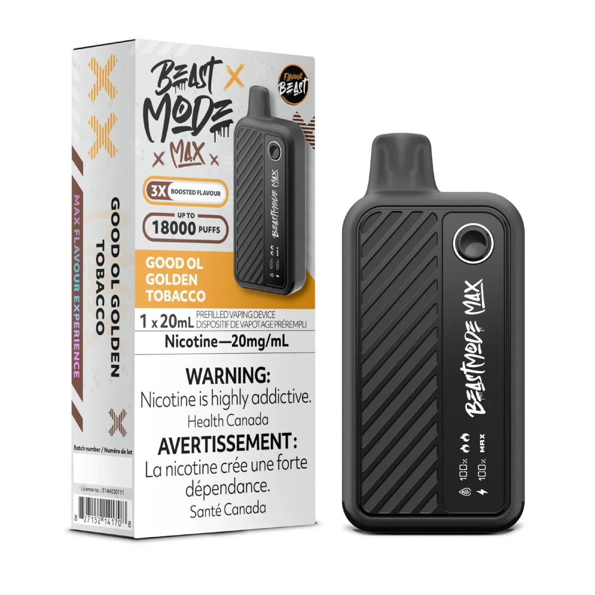 Flavour Beast Beast Mode Max 18K Disposable - Good Ol Golden Tobacco